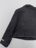 Fringe 3 Button Overfit Crop Jacket