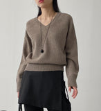 Demure V-neck Raglan Knit