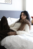 Belted frill velvet pants