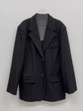 [wool20%] Stripe loose-fit single blazer