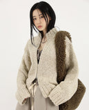 Normcore mix knit zip-up