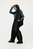 Side denim track pants