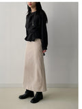 Teddy banding H-line long skirt