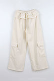 Belted frill velvet pants