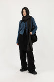 Side denim track pants