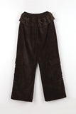 Belted frill velvet pants