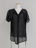 [Short sleeve ver.] Strap See-Through Long Blouse