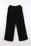 Belted frill velvet pants