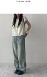 [unisex/summer yarn] Fred pin tuck wide denim pants (Tin blue)