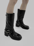 1128 Buckle Middle Boots (5 cm)