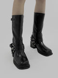 1128 Buckle Middle Boots (5 cm)