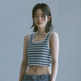 STRIPE KNIT SQUARE TOP