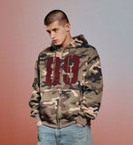 CAMO APPLIQUE HOOD ZIP UP