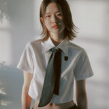 TIE CROP HALF SHIRT