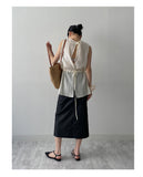 Selvage Slit H-Line Long Skirt