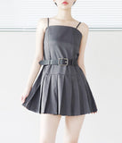 Elfin Belted Pleated One Piece