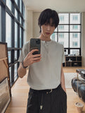 Basic henley neck muscle short sleeve tee