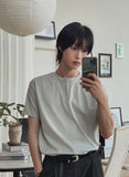 Basic henley neck muscle short sleeve tee
