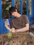 Basic henley neck muscle short sleeve tee