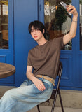 Basic henley neck muscle short sleeve tee