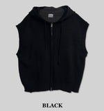 Over Hood Knit Zip-up Vest