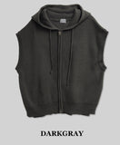 Over Hood Knit Zip-up Vest