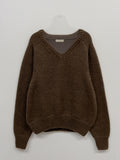 [wool30%] Riddle Mohair V-neck loose fit knit