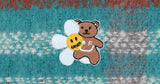 Flower Bear Embroidered Bold Check Muffler