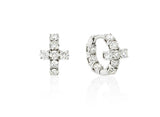 Essence Silver (W) Moissanite Cross One-Touch Earrings