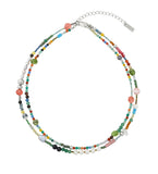 Multi Color Beads Layered Necklace