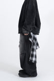 Kiren Check Skirt Layered Denim