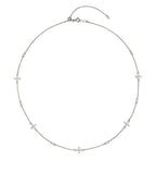 Essence Silver (W) Moissanite Flower Station Necklace