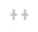 Essence Silver (W) Moissanite Cross One-Touch Earrings