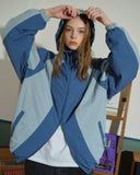 Neck slit hooded windbreaker