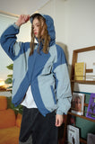 Neck slit hooded windbreaker