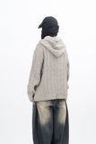 Parady Punching Damage Hooded Knit Zip-Up