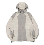 Neck slit hooded windbreaker