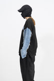 Sis Cut Off Denim Long Sleeve T-Shirt