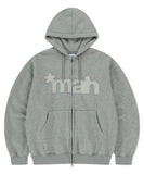 mah CUT OFF APPLIQUE ZIP-UP HOODIE