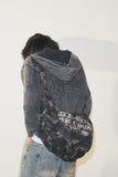 WASHED SOLAR APPLIQUE ZIP UP HOODIE