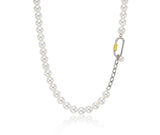 Noailles Silver (C) White Pearl Necklace 8mm