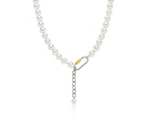 Noailles Silver (C) White Pearl Necklace 8mm