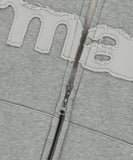 mah CUT OFF APPLIQUE ZIP-UP HOODIE