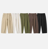 One-tuck cotton wide pants