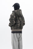 Rest Lettering Camo Hooded Zip-Up
