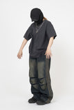 Cross Necklace Damage Pigment Short Sleeve T-Shirt