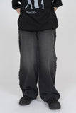 Uneven Fringe Wide Denim