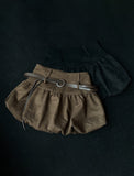 Suede Balloon Skirt Belt set