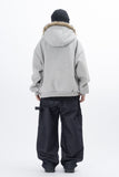 Lenore Raccoon Fur Fleece Hooded Zip-Up