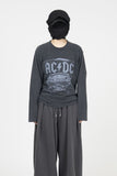 Fle In Black Washing Crop Long Sleeve T-Shirt